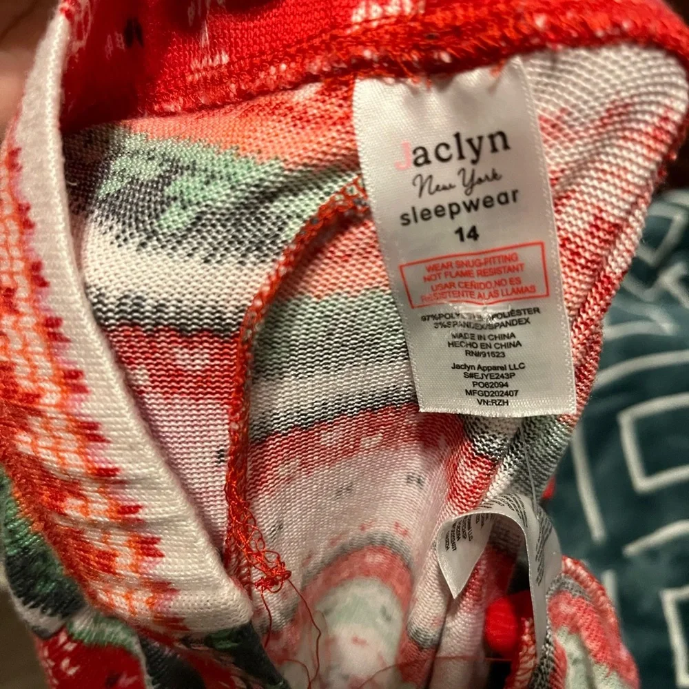 Jaclyn New York Fair Isle Christmas Pajamas size 14 girls